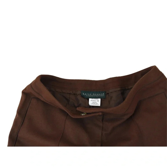 Harve Bernard || Vintage Wool Blend Monochromatic Pintuck Pants Brown Sz 14 - Picture 3 of 6